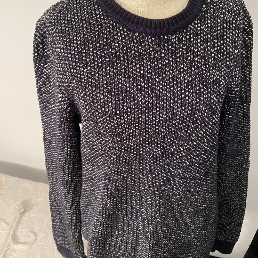 Navy and white knit Express sweater